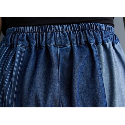 Patchwork wide denim pants D0019