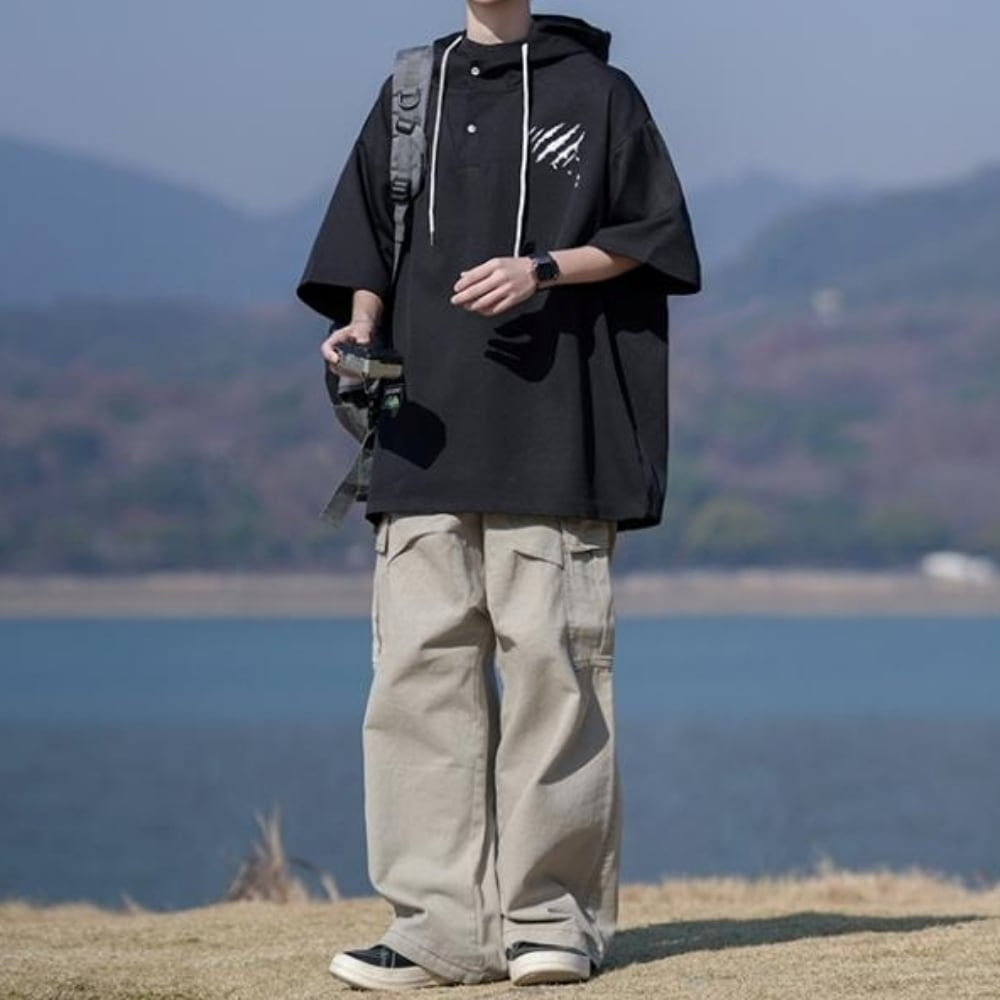 Pullover short sleeve hoodie HL2558