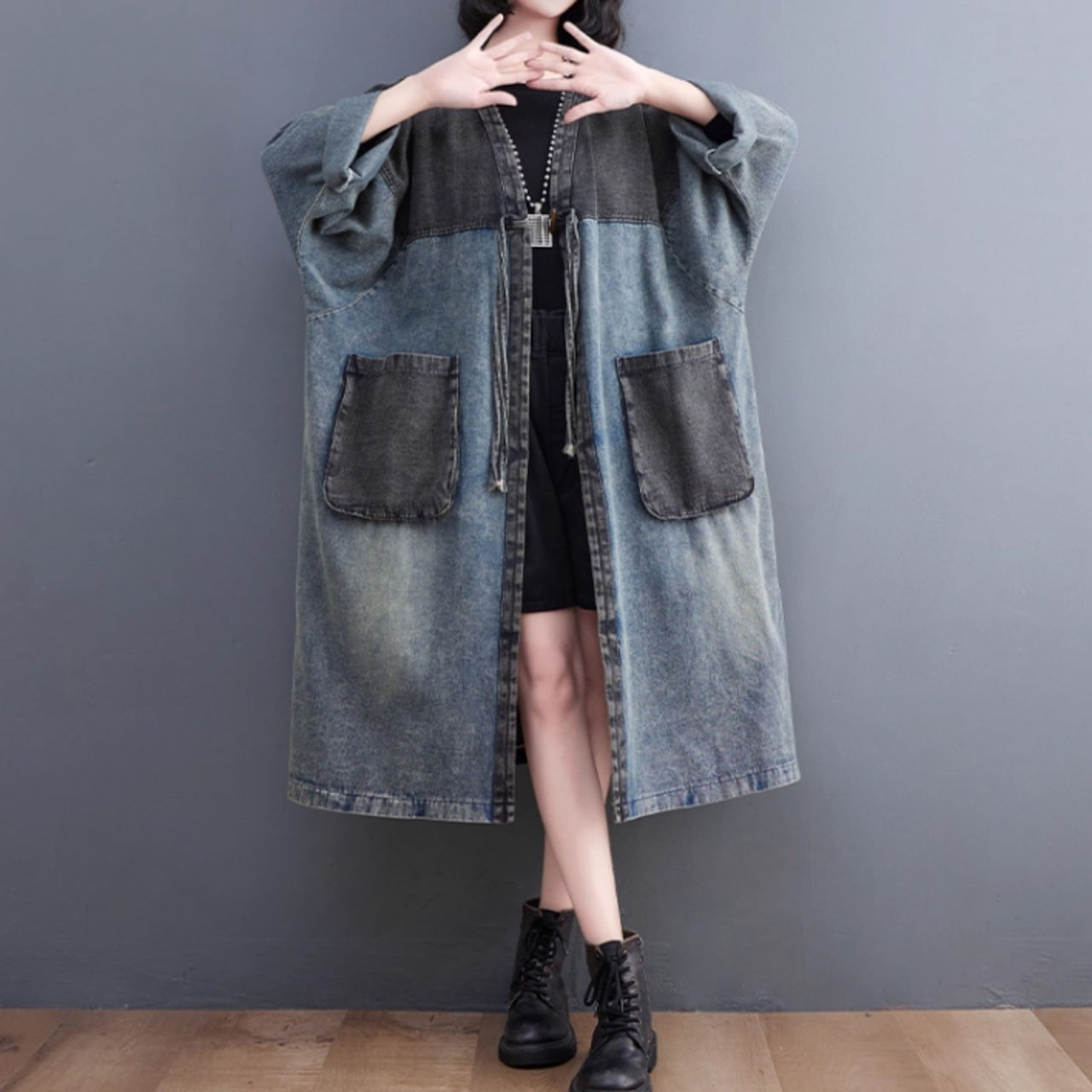 Denim long jacket D0079