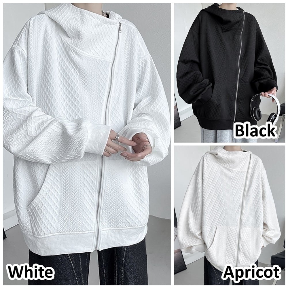 Big size asymmetric zip up hoodie HL2292