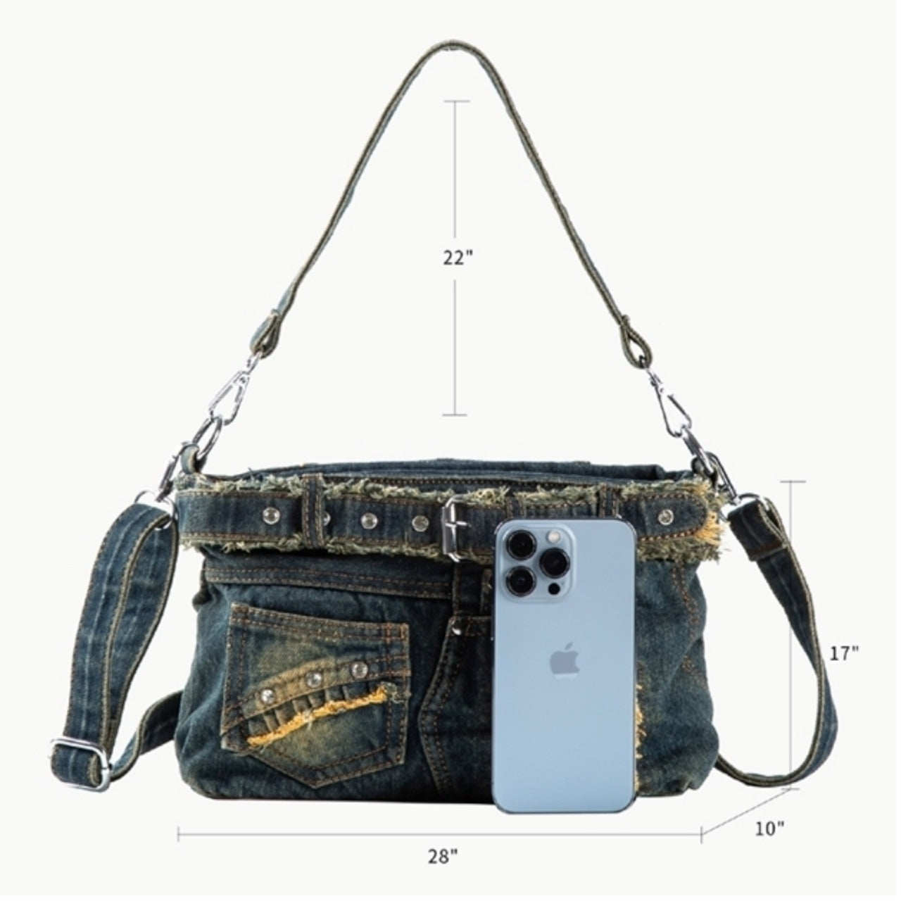 Belt Design Denim Bag D0041