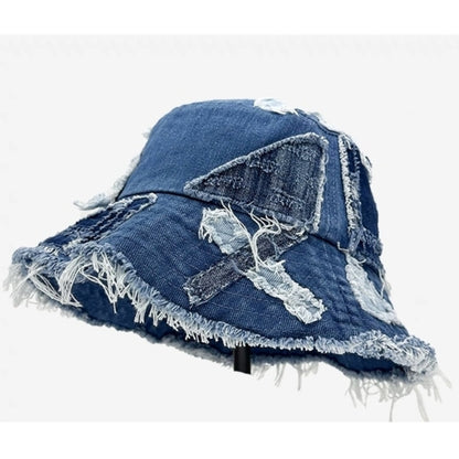 Patchwork denim hat D0051