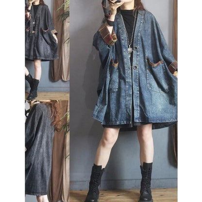 V neck denim coat D0096