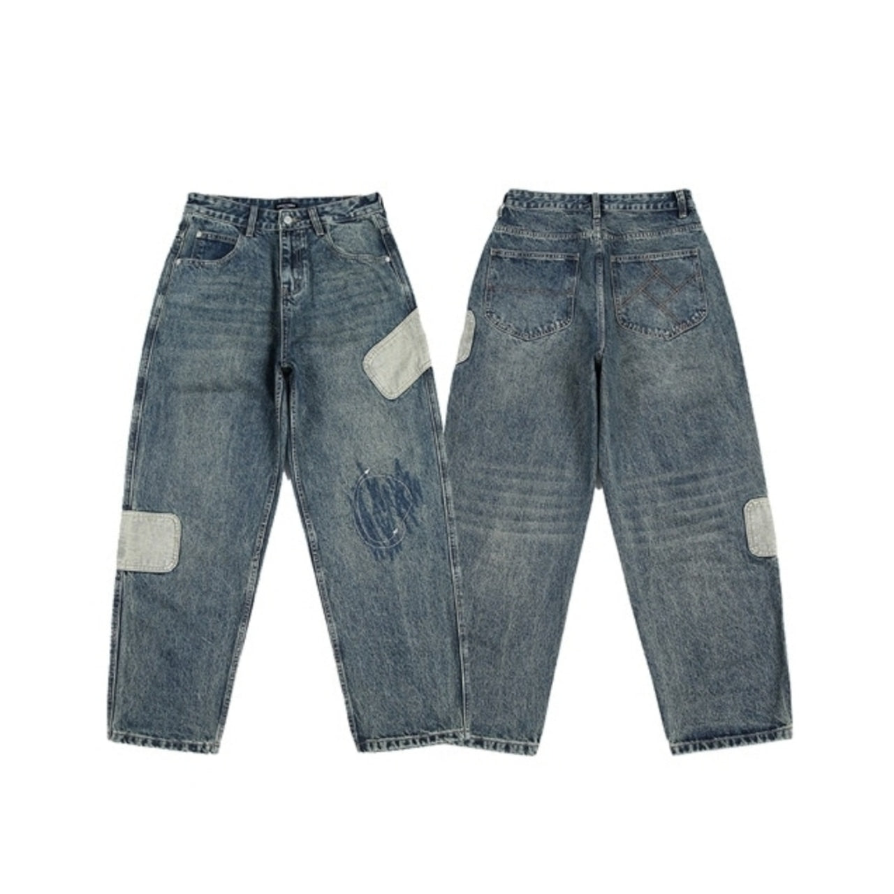 Denim applique jeans D0094