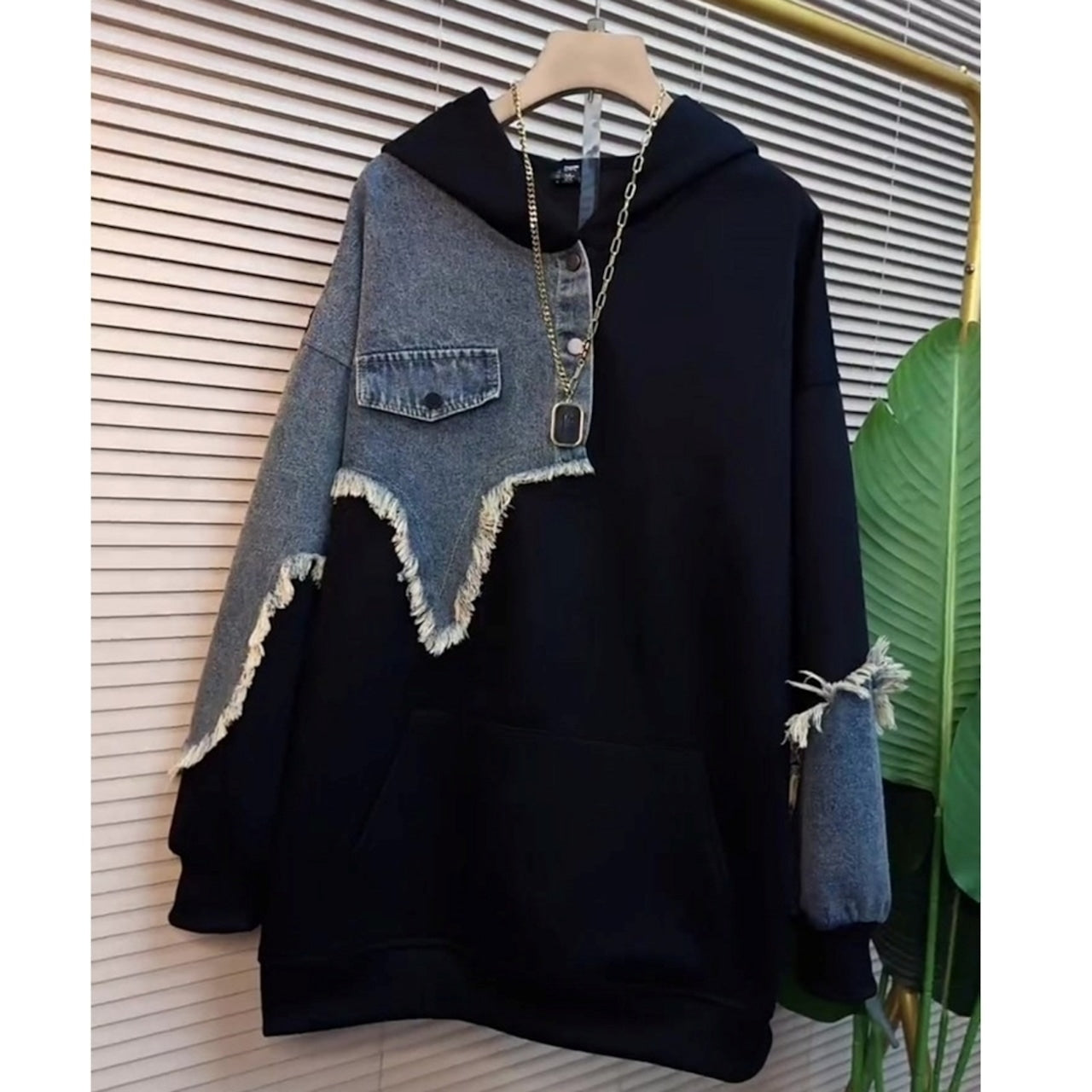Denim docking hoodie D0087