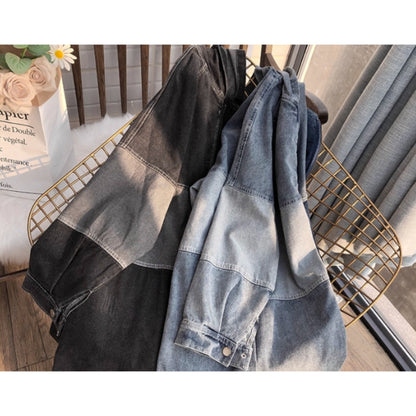 Bicolor hooded denim jacket D0080