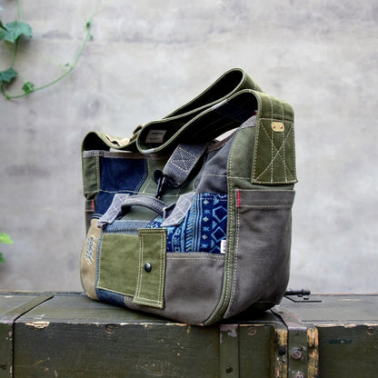 Patchwork Denim Messenger Bag D0033