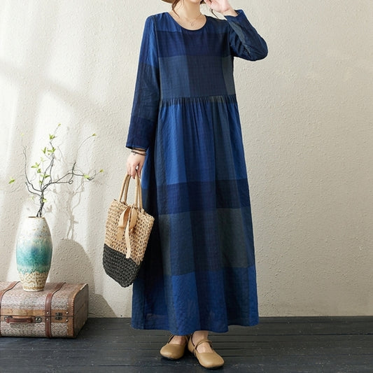 Blue grid one piece D0067