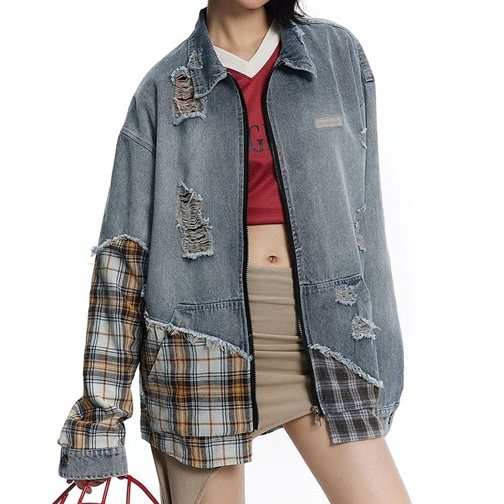 Zip up retro denim jacket HL2323