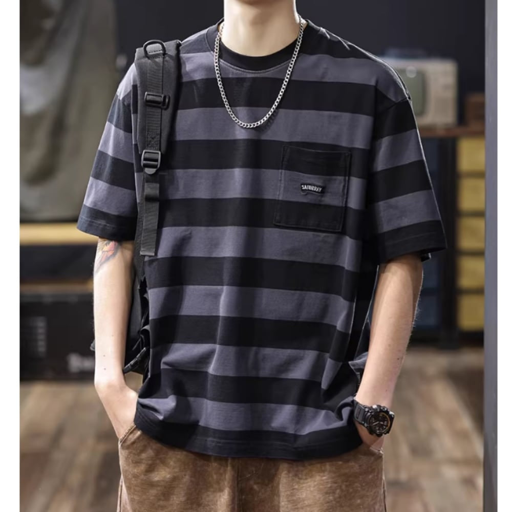 ポケットデザインボーダーTシャツ HL2578