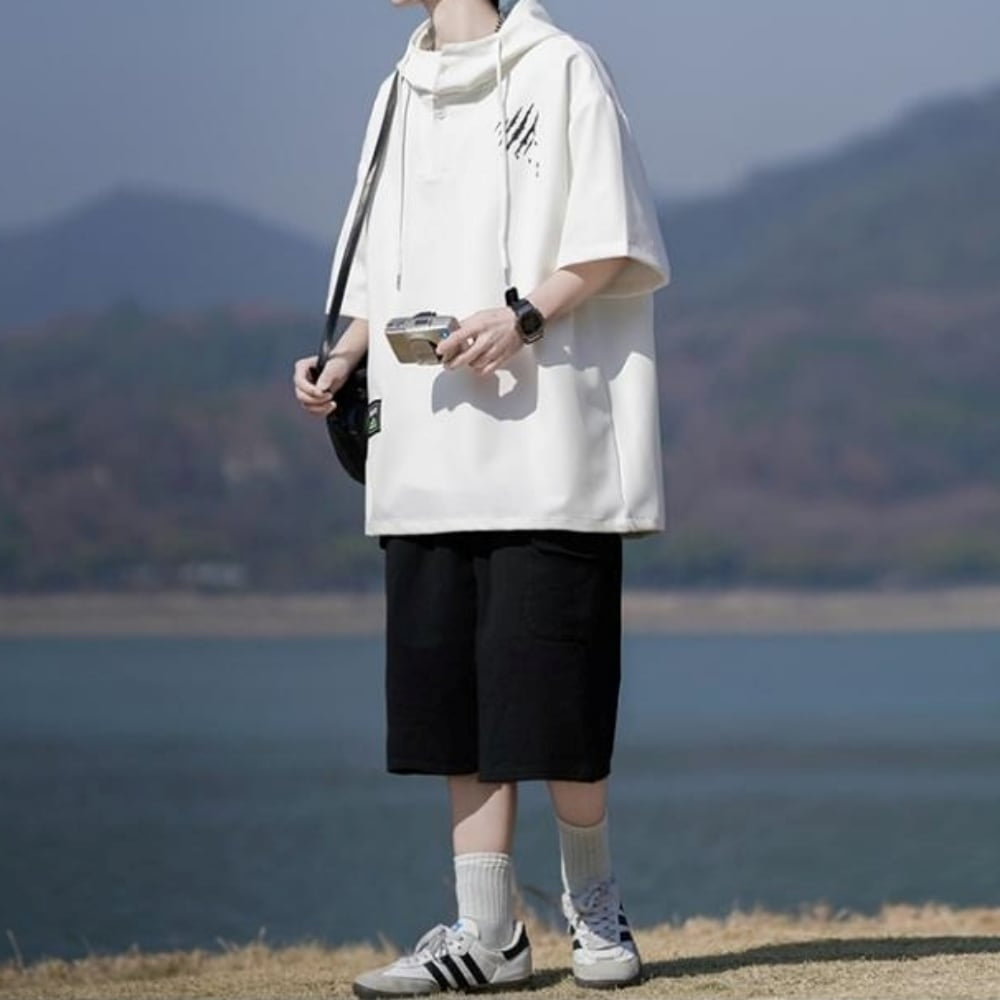 Pullover short sleeve hoodie HL2558