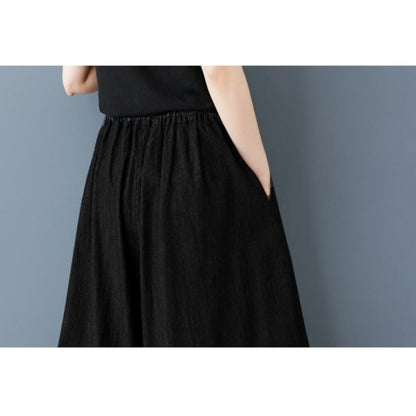 Flare wide denim pants D0021