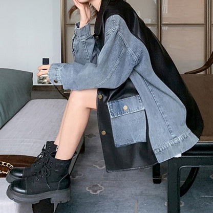 Different material mix denim jacket D0097