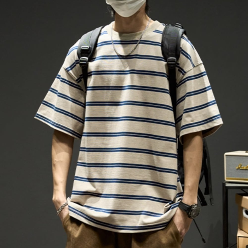 Round neck border T-shirt HL2575