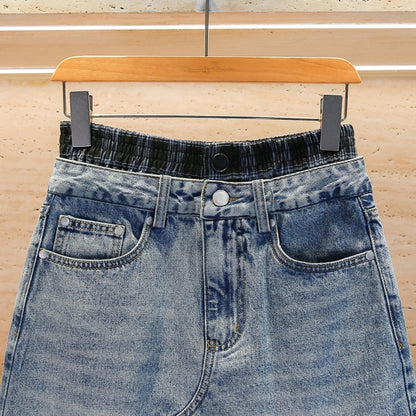 High Waist Plaid Denim Skirt D0056