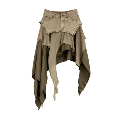 Irregular hem denim skirt E7050