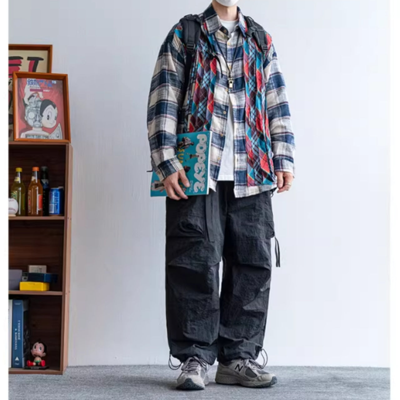 Contrast Color Check Shirt D0062