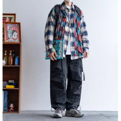 Contrast Color Check Shirt D0062