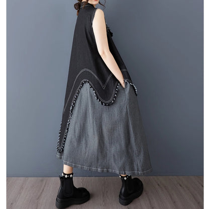 Sleeveless denim one piece D0066