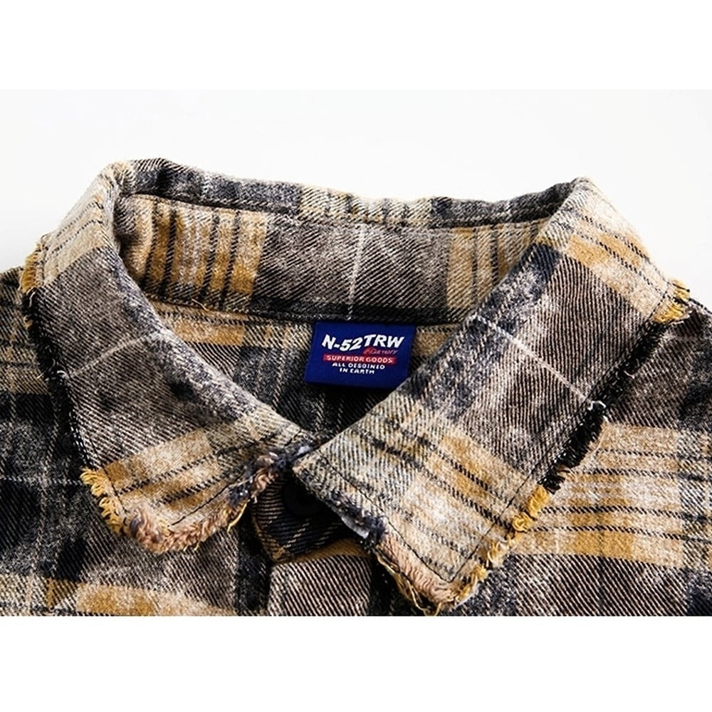 Damaged design check shirt HL2423