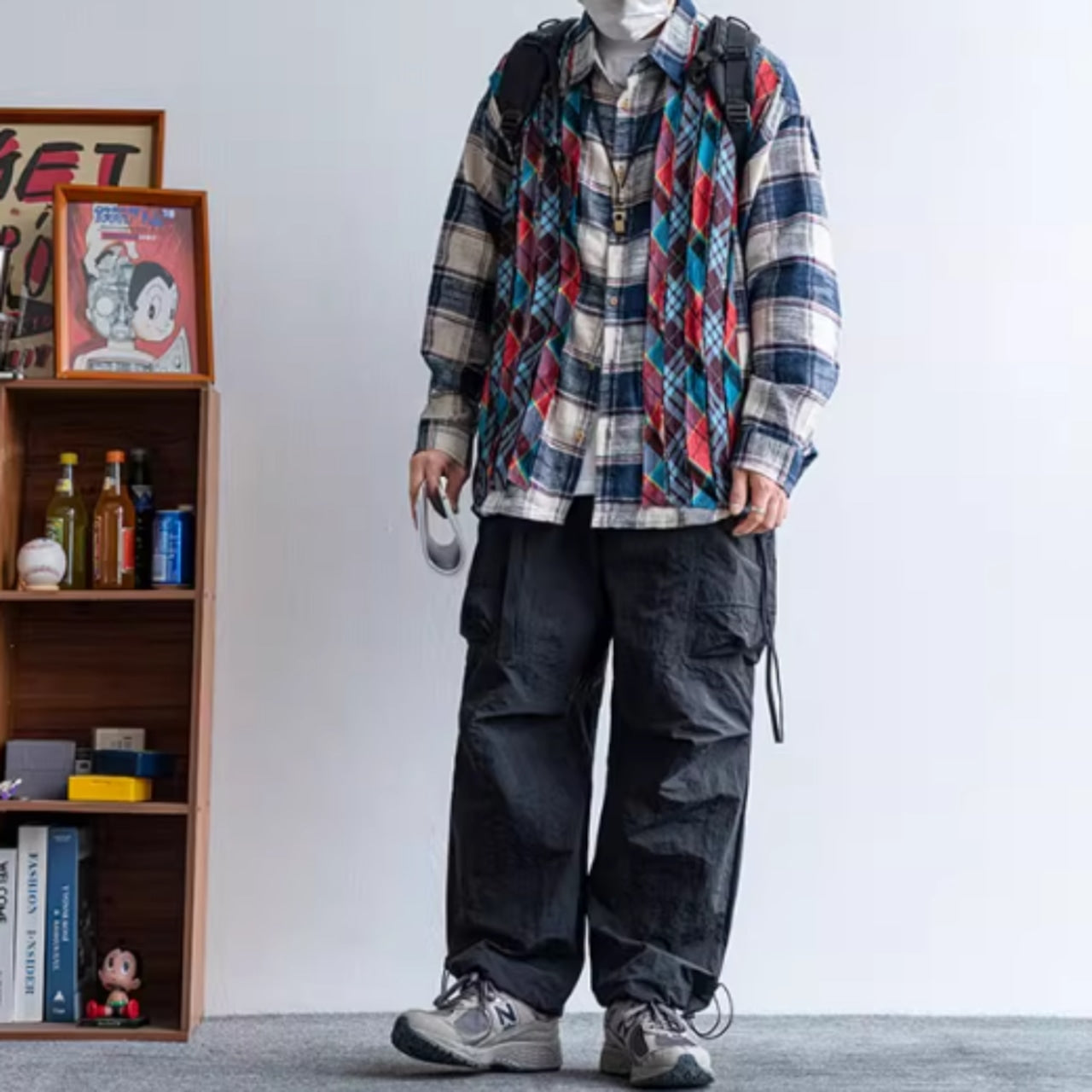 Contrast Color Check Shirt D0062