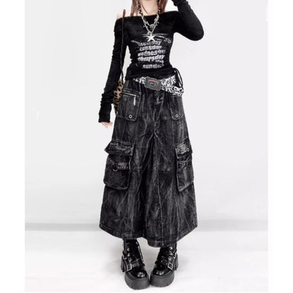 Black denim skirt E7007