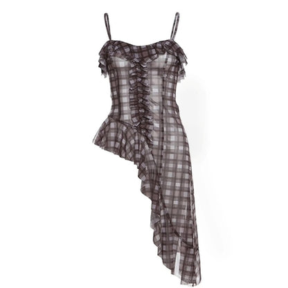 Asymmetric camisole tops E7017