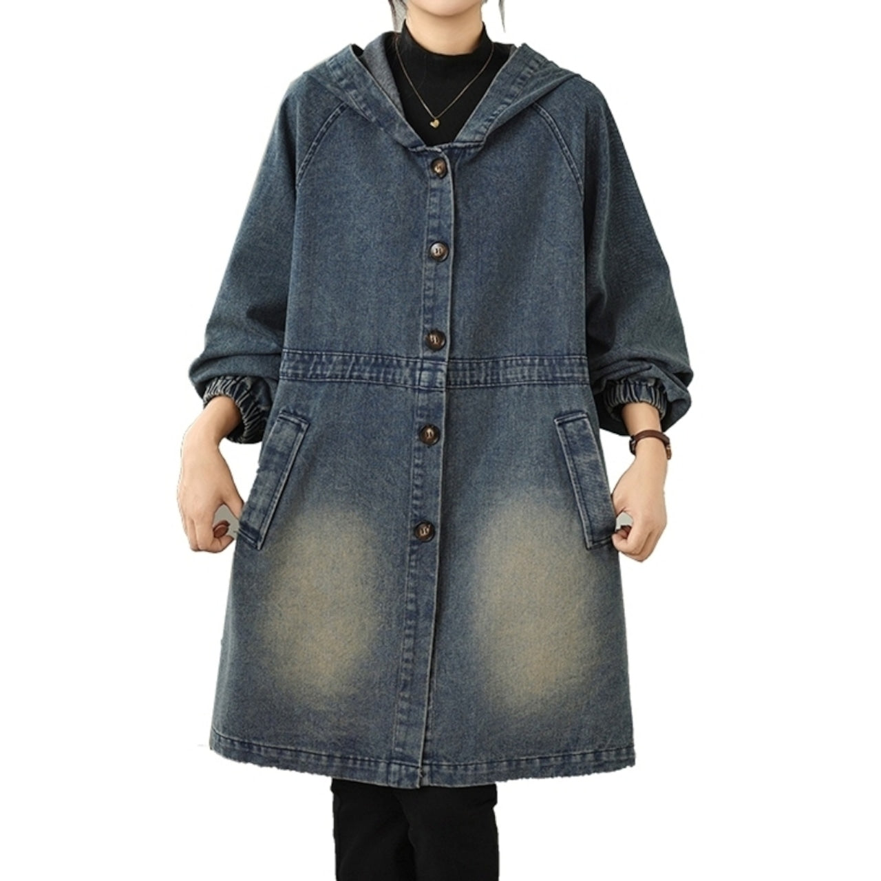 Hooded denim coat D0075