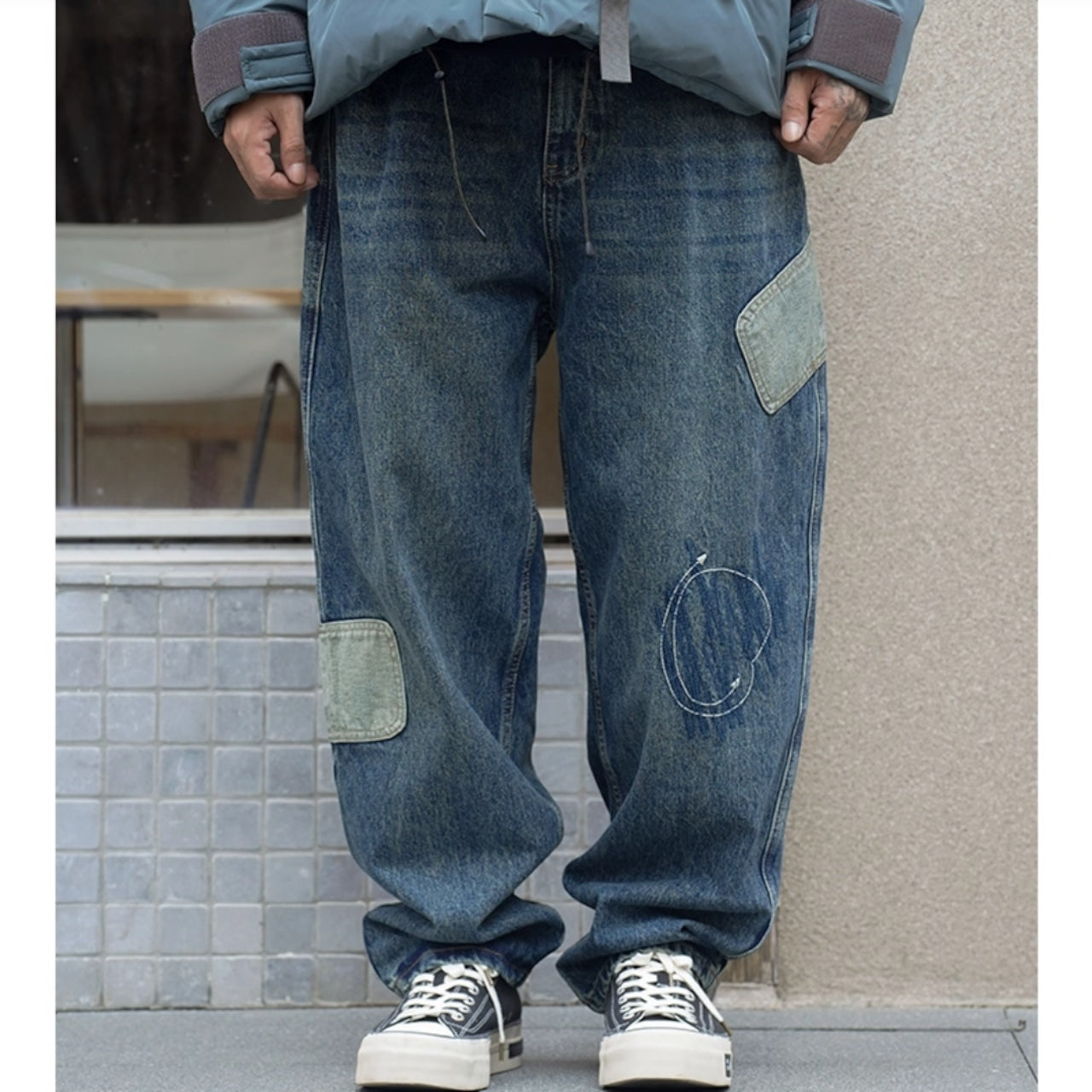 Denim applique jeans D0094