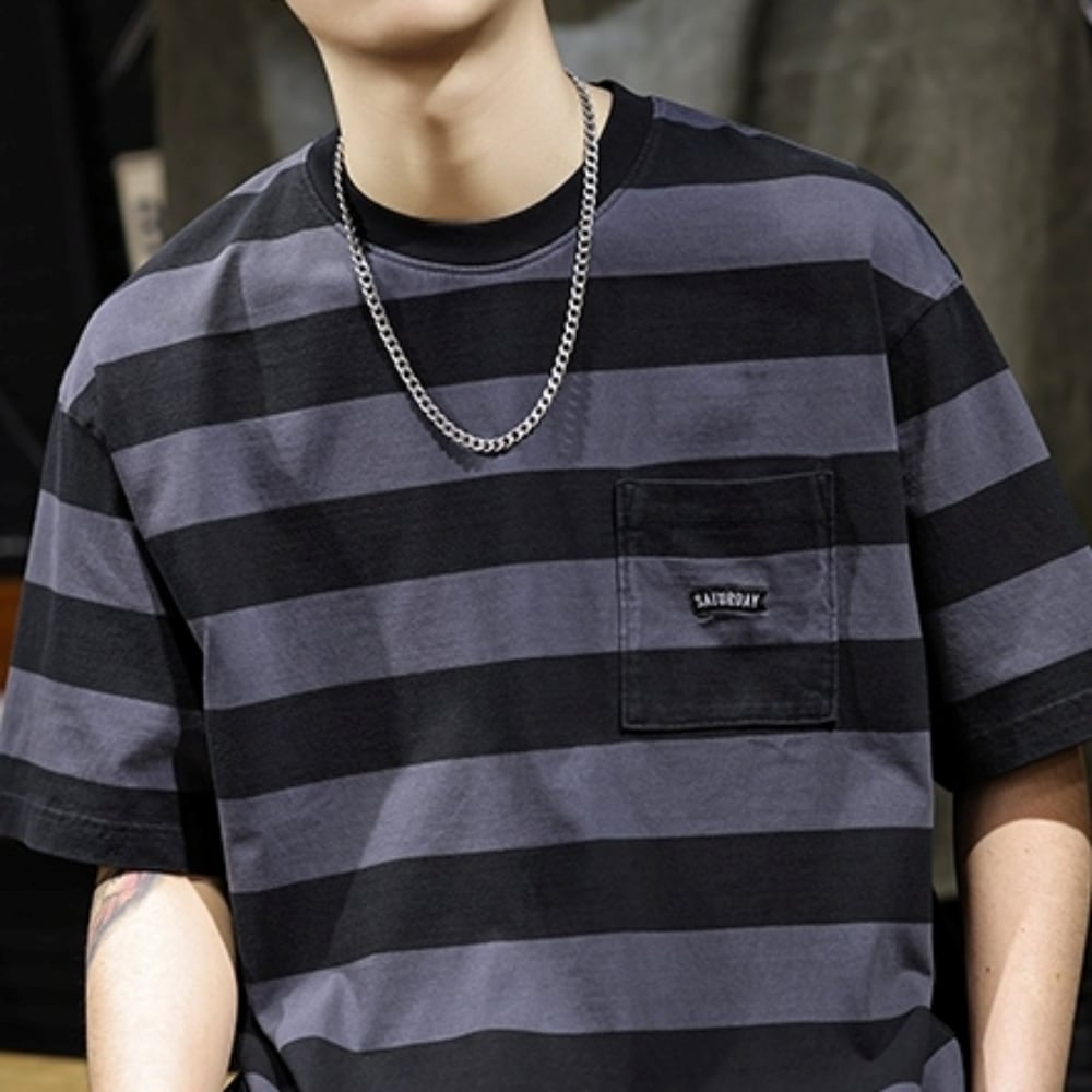 ポケットデザインボーダーTシャツ HL2578