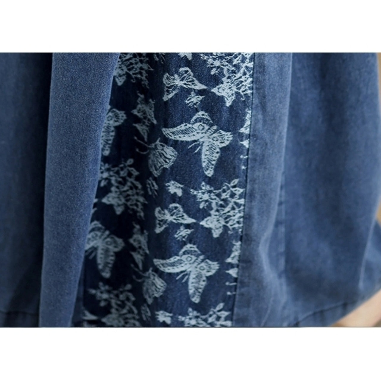 Butterfly Print Wide Denim Pants D0018