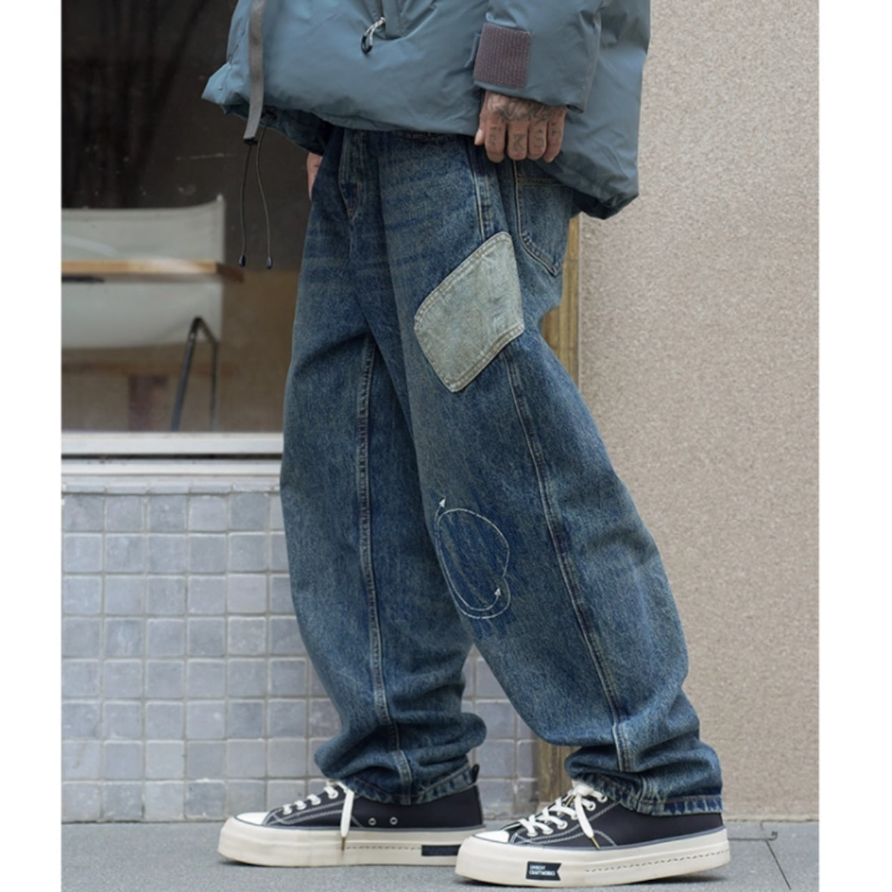 Denim applique jeans D0094