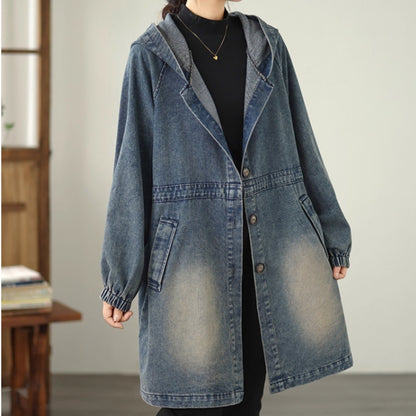 Hooded denim coat D0075