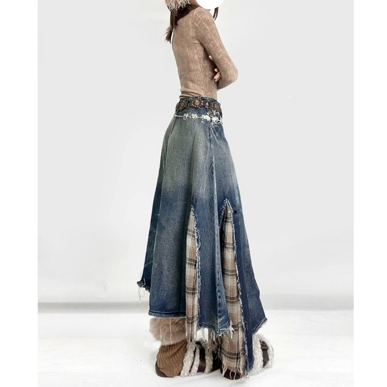 Irregular Hem Denim Skirt D0057