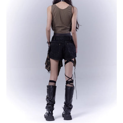 Irregular hem camouflage skirt E7031