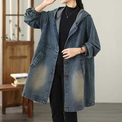 Hooded denim coat D0075