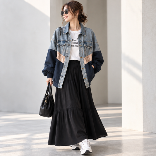 Logo embroidered denim jacket D0089