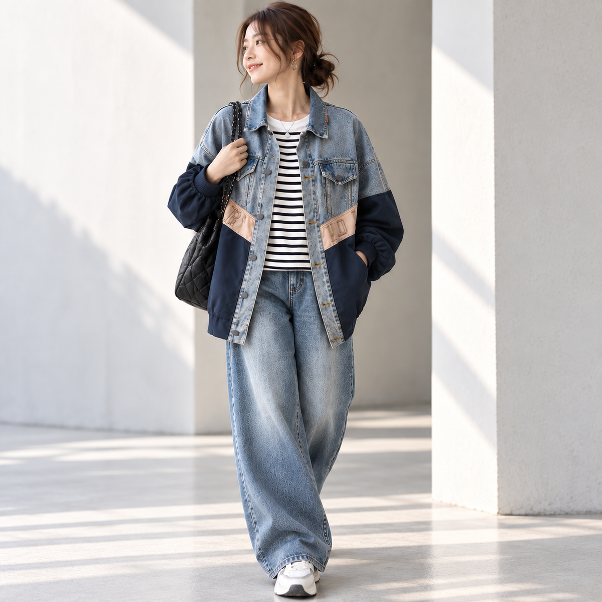 Logo embroidered denim jacket D0089