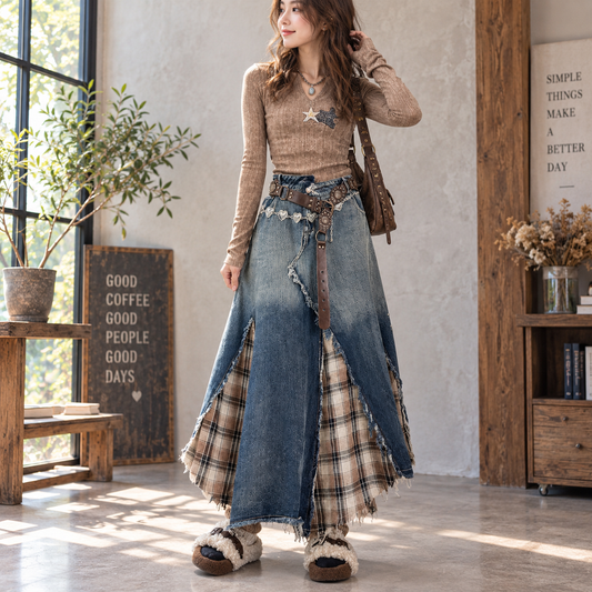 Irregular Hem Denim Skirt D0057