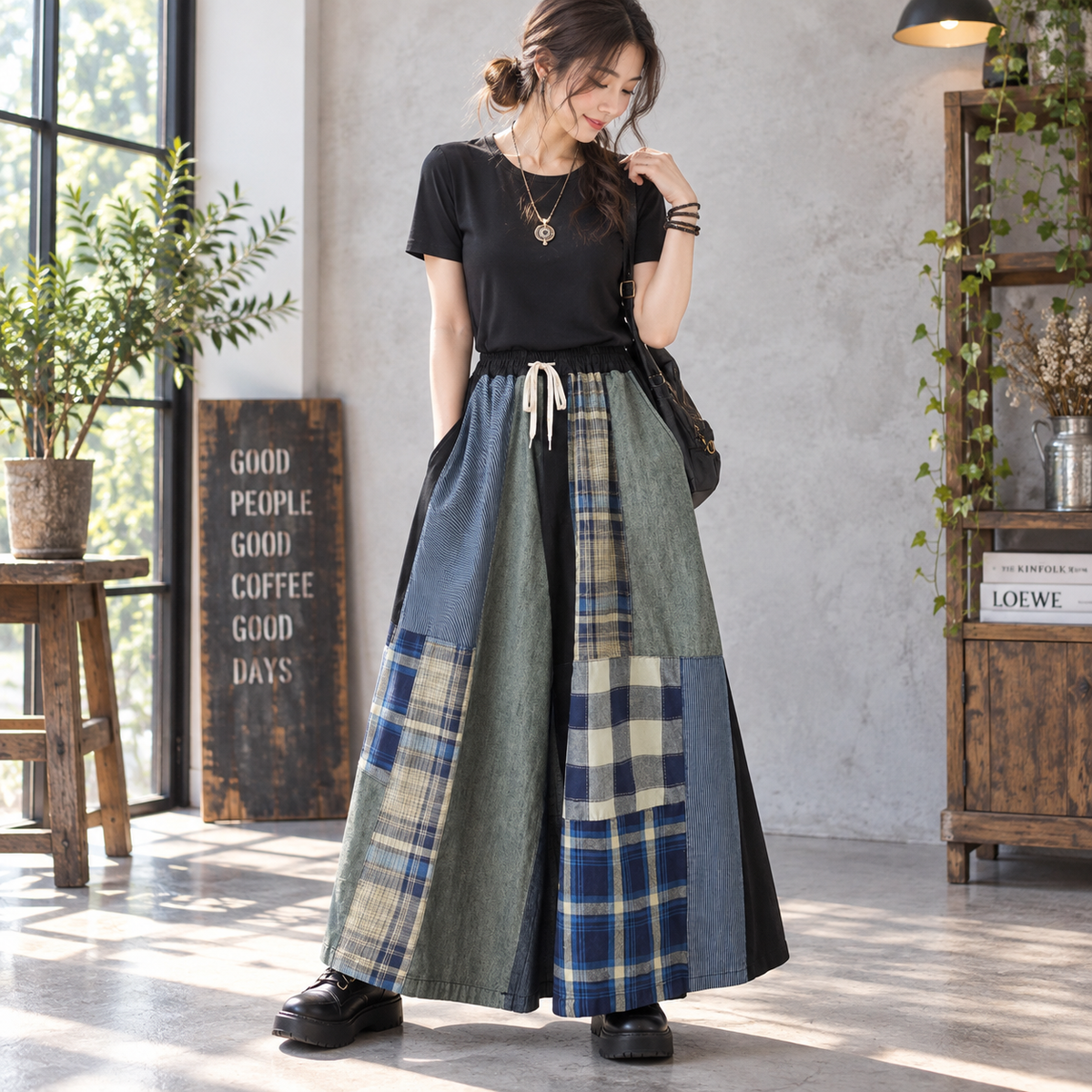 Flare wide denim pants D0021