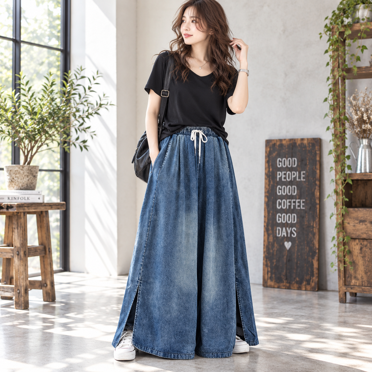 Wide baggy pants D0071