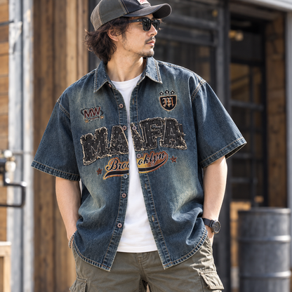American casual style denim embroidery shirt D0204