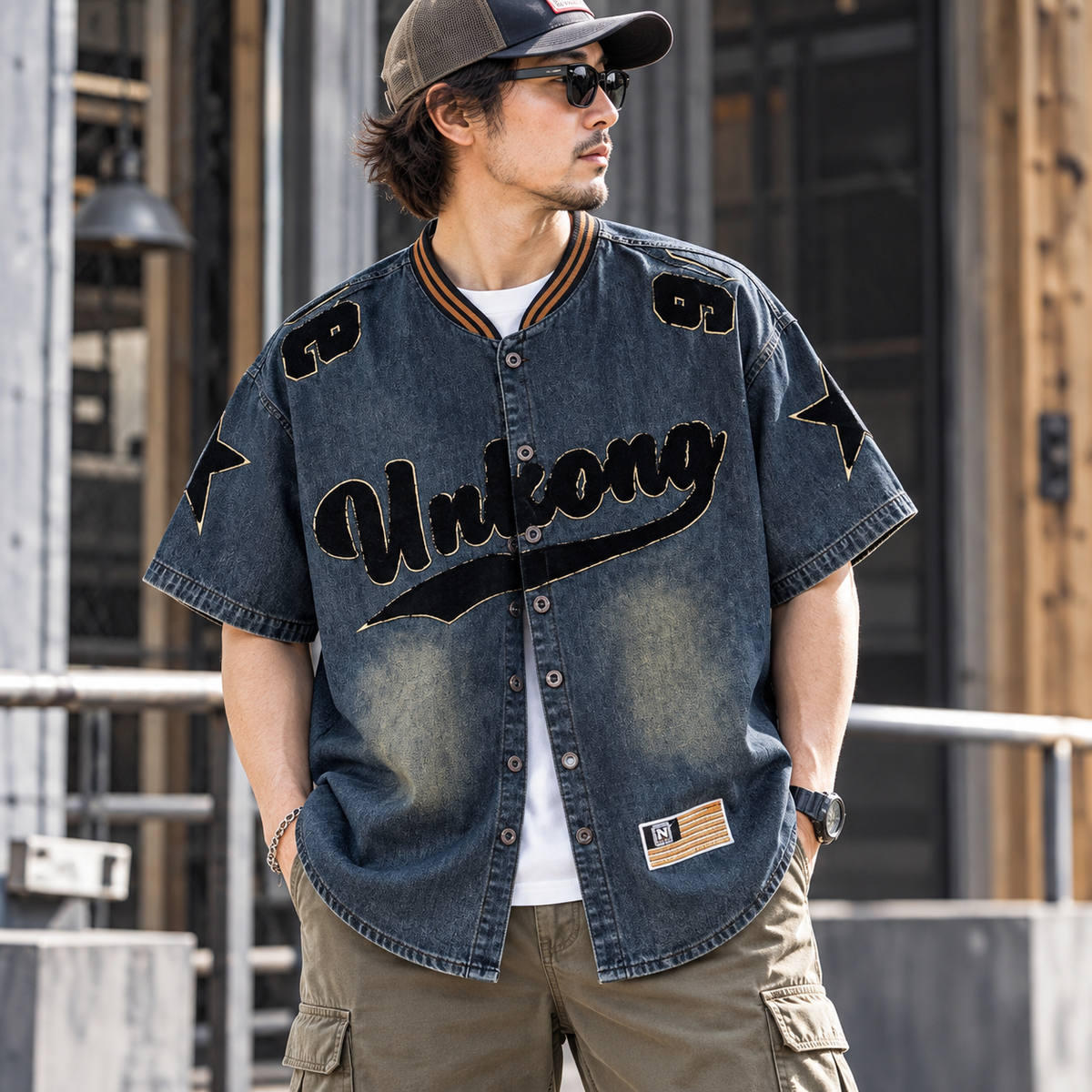 Sporty denim shirt D0207