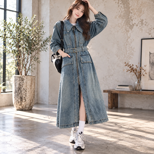Denim long coat D0083
