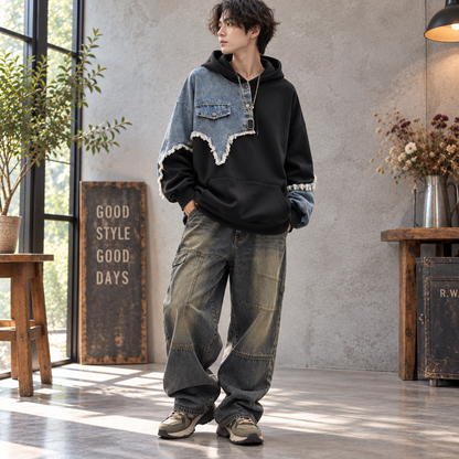 Denim docking hoodie D0087