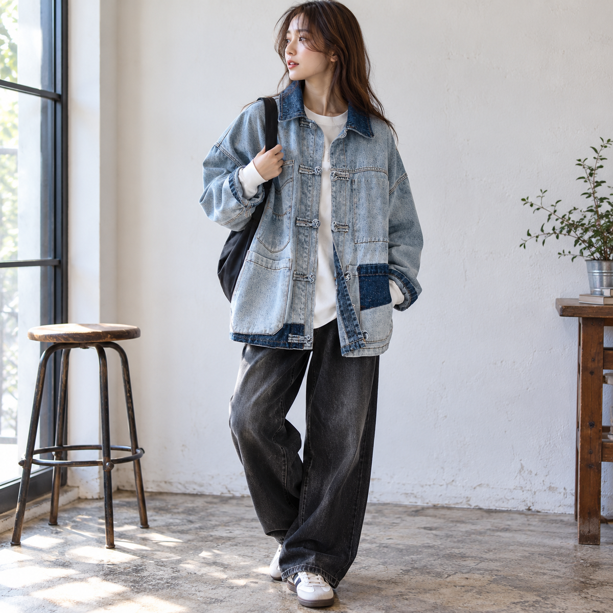 washed denim jacket D0060
