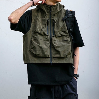 Hooded multi-pocket vest HL2171