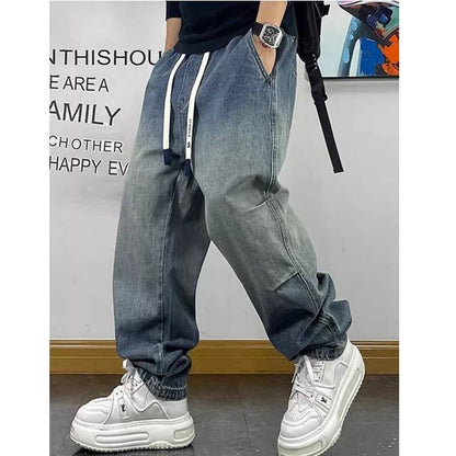 Washed denim loose pants HL2218