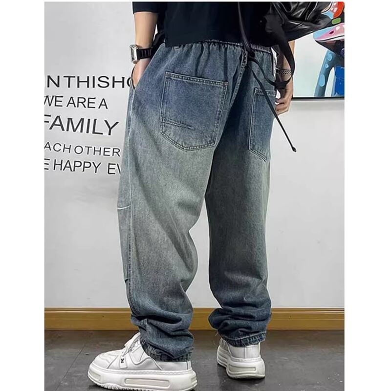 Washed denim loose pants HL2218