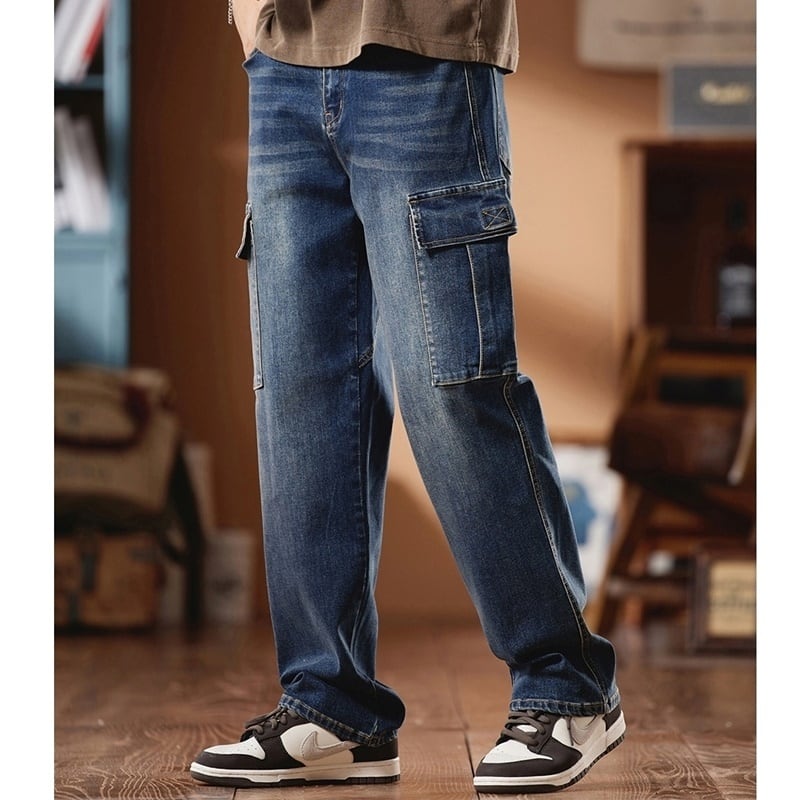 Side pocket straight denim jeans HL2212